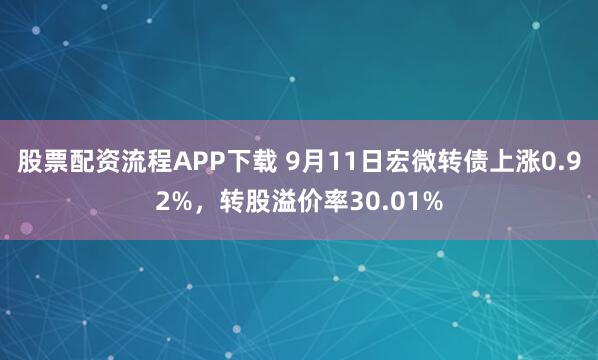 股票配资流程APP下载 9月11日宏微转债上涨0.92%,转股溢价率30.01%