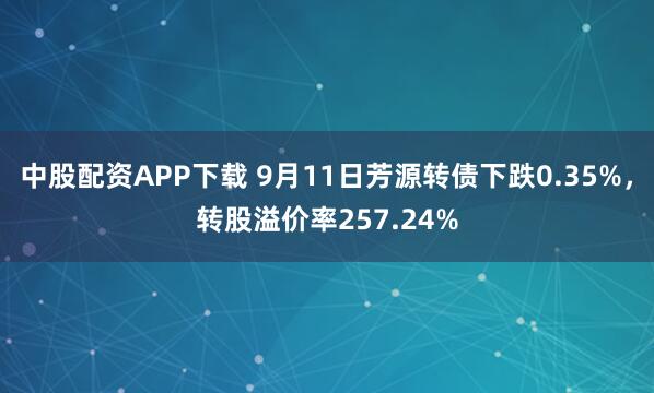 中股配资APP下载 9月11日芳源转债下跌0.35%,转股溢价率257.24%
